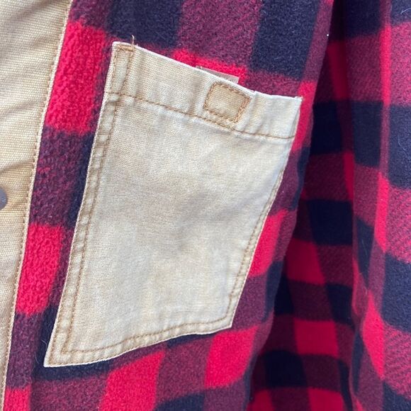 Vintage Walls Brown Duck Canvas Fleece Lined Jacket Red Plaid Insulated 3X Men’s - Picture 9 of 12